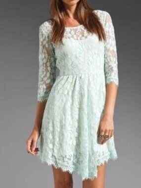 Free People Floral Mesh Lace Dress Fairycore Soft Girl & Pastel Romantic chic